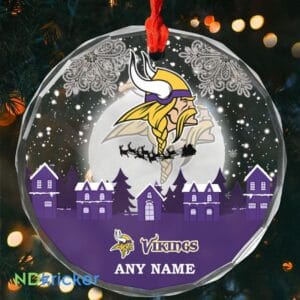 Minnesota Vikings x Christmas Custom Any Name Glass Ornament AMCACS000632