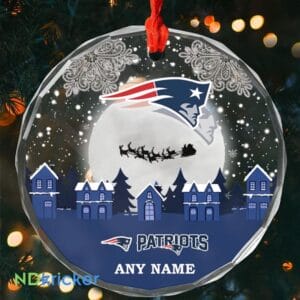 New England Patriots x Christmas Custom Any Name Glass Ornament AMCACS000633