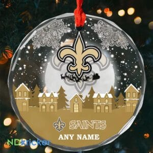 New Orleans Saints x Christmas Custom Any Name Glass Ornament AMCACS000634