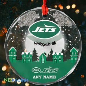New York Jets x  Christmas Custom Any Name Glass Ornament AMCACS000636
