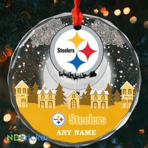 Pittsburgh Steelers x  Christmas Custom Any Name Glass Ornament AMCACS000638