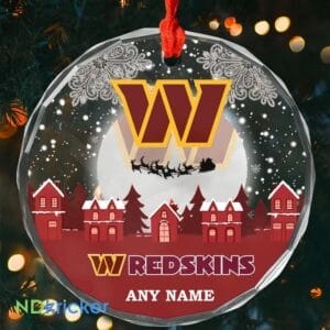 Washington Commanders x  Christmas Custom Any Name Glass Ornament AMCACS000643