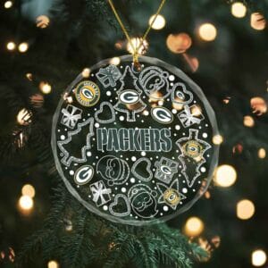 Green Bay Packers x  Christmas Custom Any Name Glass Ornament AMCACS000647
