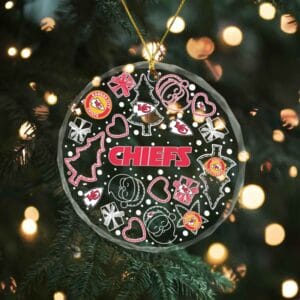 Kansas City Chiefs x  Christmas Custom Any Name Glass Ornament AMCACS000648