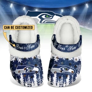 Seattle Seahawks Christmas Fleece Clogs Shoes Customized For Fans AMCSHOES000190