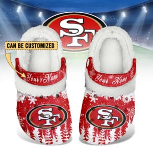 San Francisco 49ers Christmas Fleece Clogs Shoes Customized For Fans AMCSHOES000189