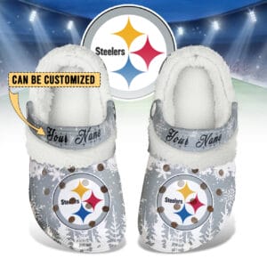 Pittsburgh Steelers Christmas Fleece Clogs Shoes Customized For Fans AMCSHOES000188