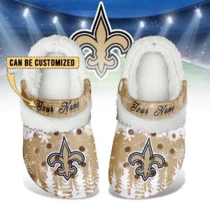 New Orleans Saints Christmas Fleece Clogs Shoes Customized For Fans AMCSHOES000184