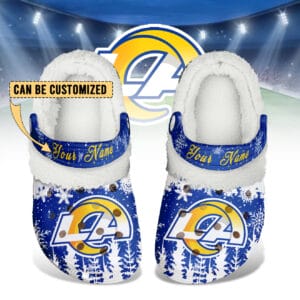 Los Angeles Rams Christmas Fleece Clogs Shoes Customized For Fans AMCSHOES000180