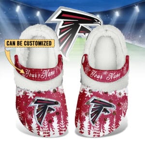 Atlanta Falcons Christmas Fleece Clogs Shoes Customized For Fans AMCSHOES000163