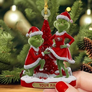 San Francisco 49ers x Grinch Christmas Custom Any Name Acrylic Ornament AMCACS000607