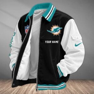 Miami Dolphins Personalized Corduroy Bomber Jacket AMCCLG002071