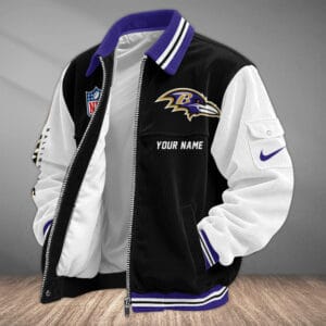 Baltimore Ravens Personalized Corduroy Bomber Jacket AMCCLG001920