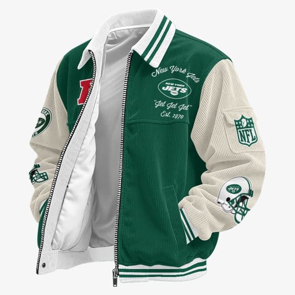 New York Jets Personalized Corduroy Bomber Jacket AMCCLG002118
