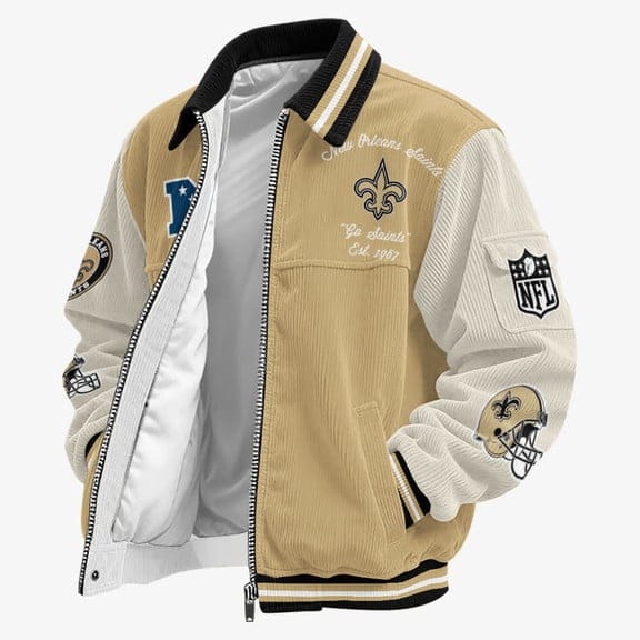 New Orleans Saints Personalized Corduroy Bomber Jacket AMCCLG002100