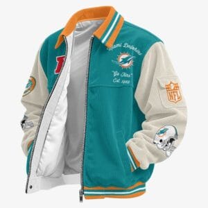 Miami Dolphins Personalized Corduroy Bomber Jacket AMCCLG002073