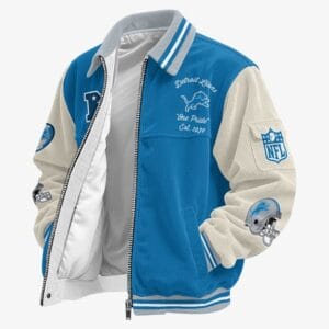 Detroit Lions Personalized Corduroy Bomber Jacket AMCCLG001994