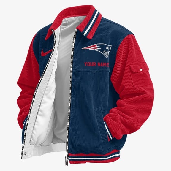 New England Patriots Personalized Corduroy Bomber Jacket AMCCLG002092