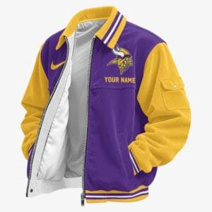 Minnesota Vikings Personalized Corduroy Bomber Jacket AMCCLG002083