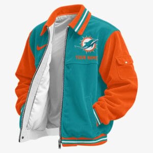 Miami Dolphins Personalized Corduroy Bomber Jacket AMCCLG002074