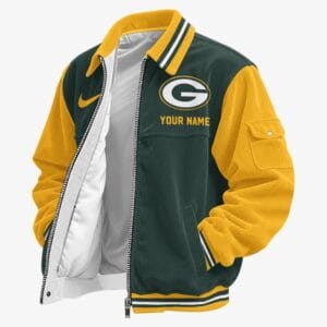 Green Bay Packers Personalized Corduroy Bomber Jacket AMCCLG002004