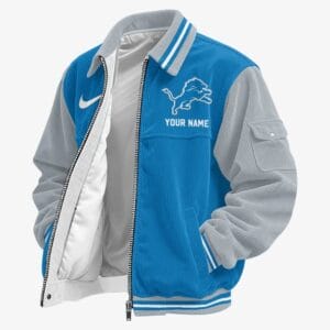 Detroit Lions Personalized Corduroy Bomber Jacket AMCCLG001995