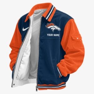 Denver Broncos Personalized Corduroy Bomber Jacket AMCCLG001986