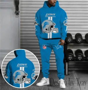 Detroit Lions Custom Any Name Combo Hoodie and Sweatpants AMCCLG002449