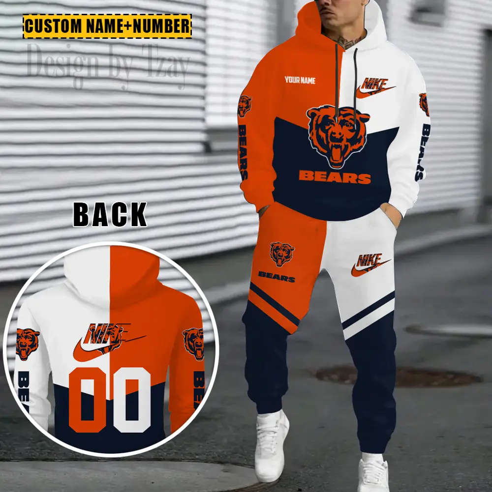 Chicago Bears Custom Any Name Combo Hoodie and Sweatpants AMCCLG002436