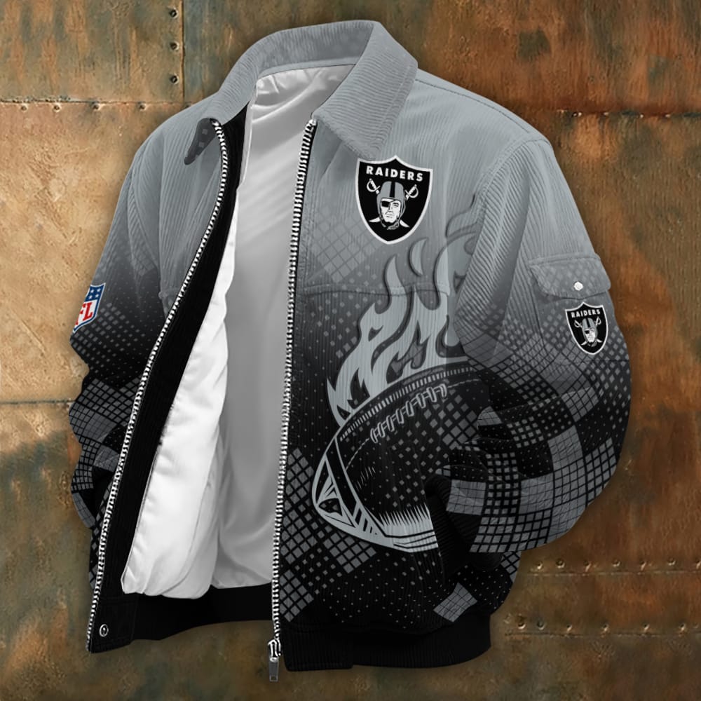 Las Vegas Raiders Personalized Corduroy Bomber Jacket AMCCLG002049