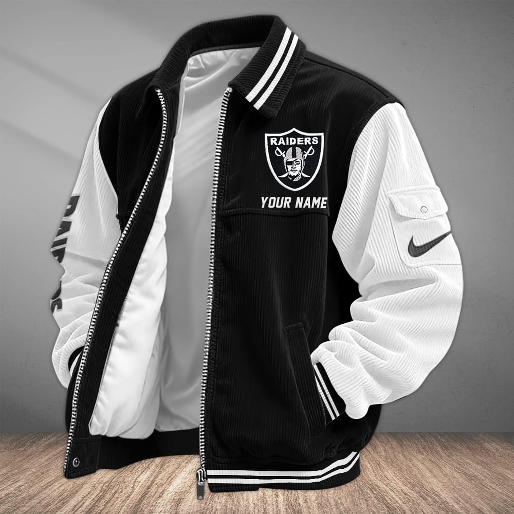 Las Vegas Raiders Personalized Corduroy Bomber Jacket AMCCLG002050