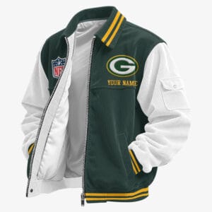 Green Bay Packers Personalized Corduroy Bomber Jacket AMCCLG002007