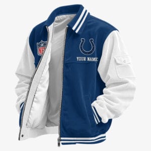 Indianapolis Colts Personalized Corduroy Bomber Jacket AMCCLG002024