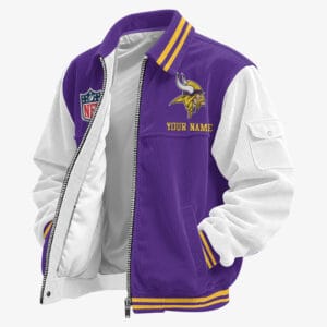 Minnesota Vikings Personalized Corduroy Bomber Jacket AMCCLG002086