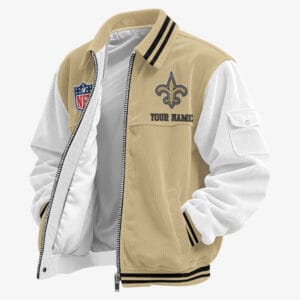 New Orleans Saints Personalized Corduroy Bomber Jacket AMCCLG002104