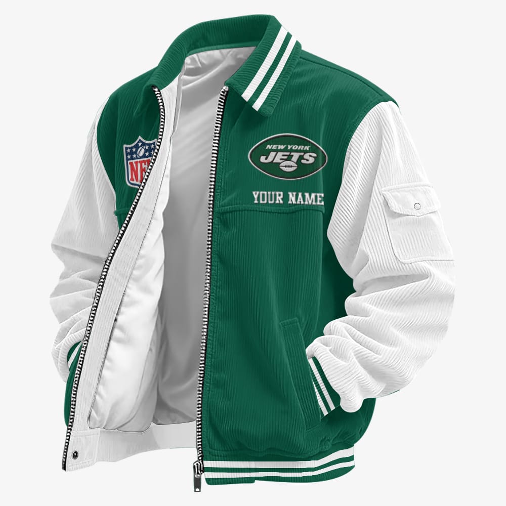 New York Jets Personalized Corduroy Bomber Jacket AMCCLG002122