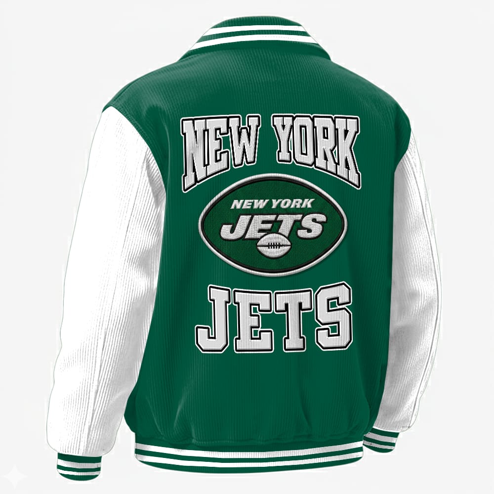 New York Jets Personalized Corduroy Bomber Jacket AMCCLG002122 - Image 2