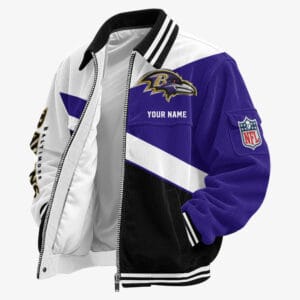 Baltimore Ravens Personalized Corduroy Bomber Jacket AMCCLG001927
