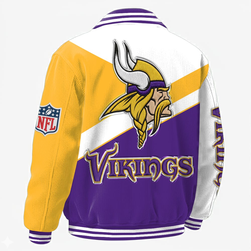 Minnesota Vikings Personalized Corduroy Bomber Jacket AMCCLG002087 - Image 2