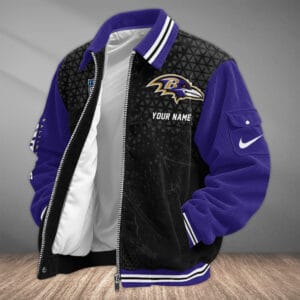 Baltimore Ravens Personalized Corduroy Bomber Jacket AMCCLG001928