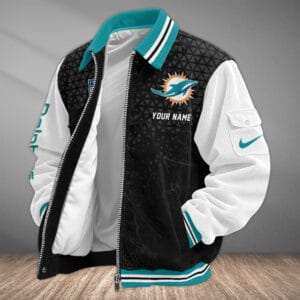 Miami Dolphins Personalized Corduroy Bomber Jacket AMCCLG002079