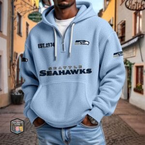 Seattle Seahawks | Premium NFL Waffle Zipper Long Sleeve Hooded Sweatshirt AMCCLG002326