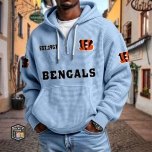 Cincinnati Bengals | Premium NFL Waffle Zipper Long Sleeve Hooded Sweatshirt AMCCLG002333