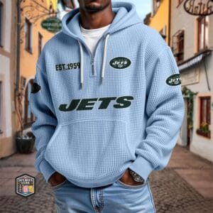 New York Jets | Premium NFL Waffle Zipper Long Sleeve Hooded Sweatshirt AMCCLG002316