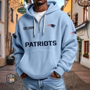 New England Patriots | Premium NFL Waffle Zipper Long Sleeve Hooded Sweatshirt AMCCLG002342
