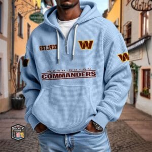 Washington Commanders | Premium NFL Waffle Zipper Long Sleeve Hooded Sweatshirt AMCCLG002344