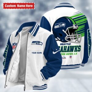Seattle Seahawks x Super Bowl 2026 Limited Edition Personalized Corduroy Bomber Jacket AMCCLG002961