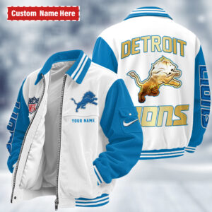 Detroit Lions Personalized Corduroy Bomber Jacket AMCCLG002643
