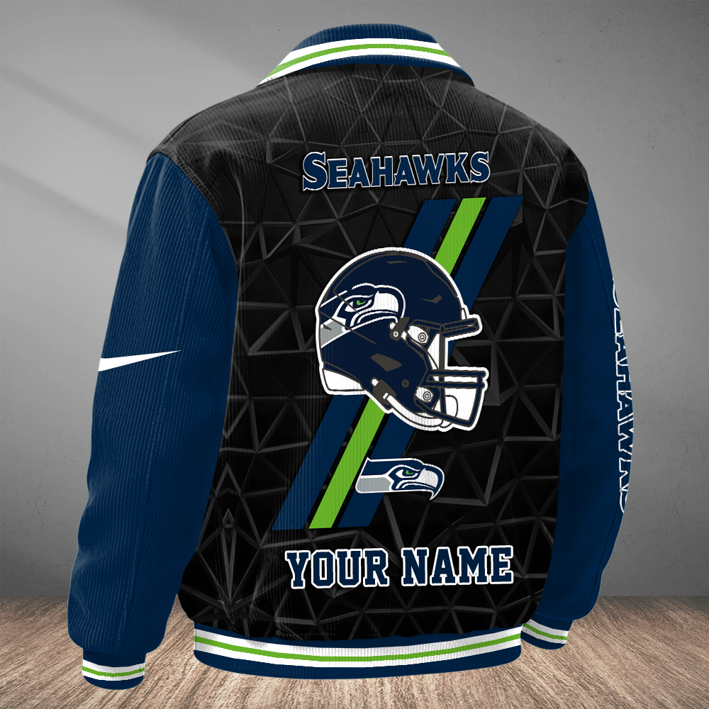 Seattle Seahawks Personalized Corduroy Bomber Jacket AMCCLG002796 - Image 2
