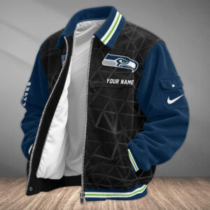 Seattle Seahawks Personalized Corduroy Bomber Jacket AMCCLG002796